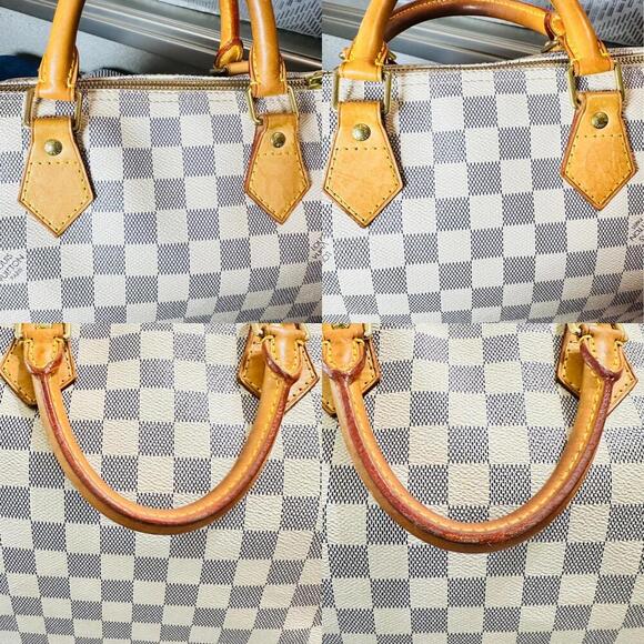 Authentic Louis Vuitton Damier Azur Speedy 30 Satchel Bag - Picture 9 of 16